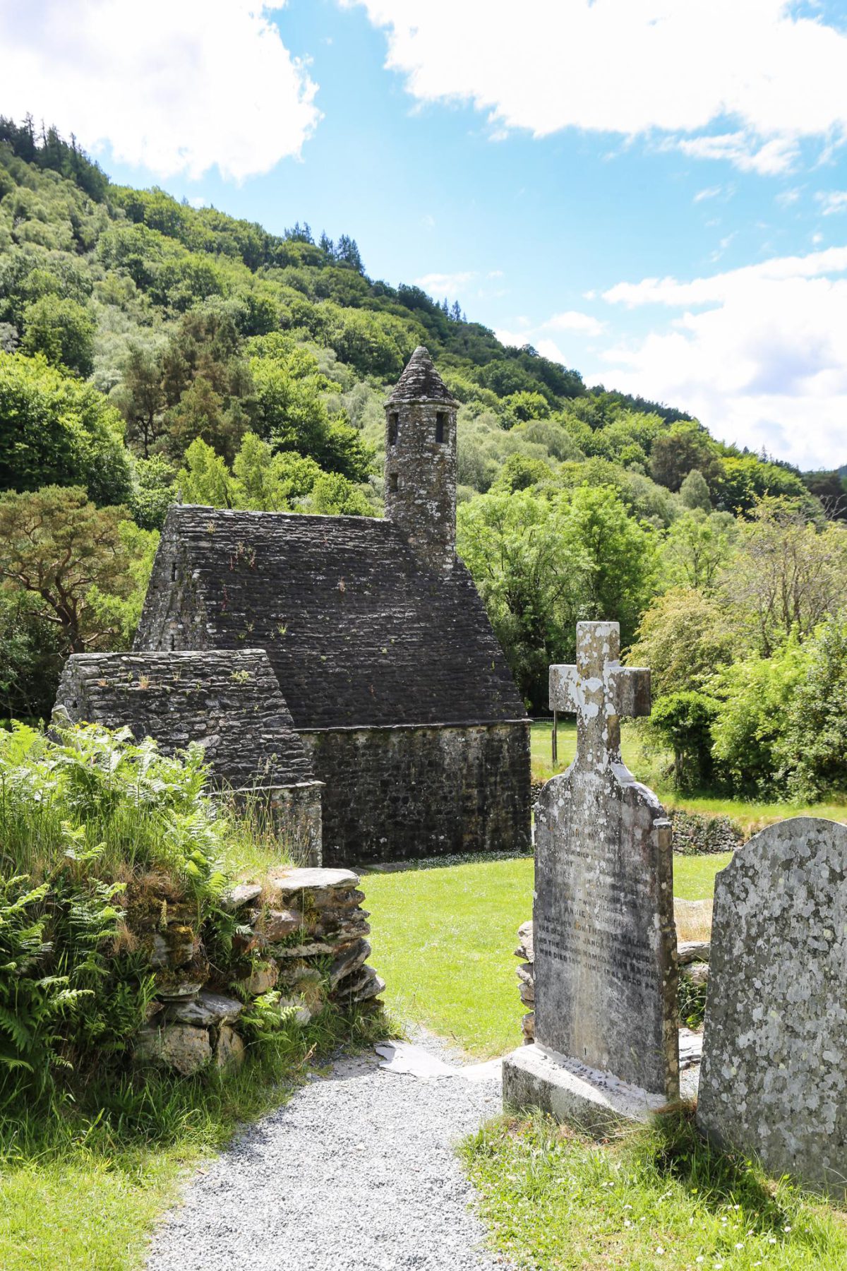Glendalough round tower and St Kevin's Church in Wicklow, a VIP Buses day tour stop