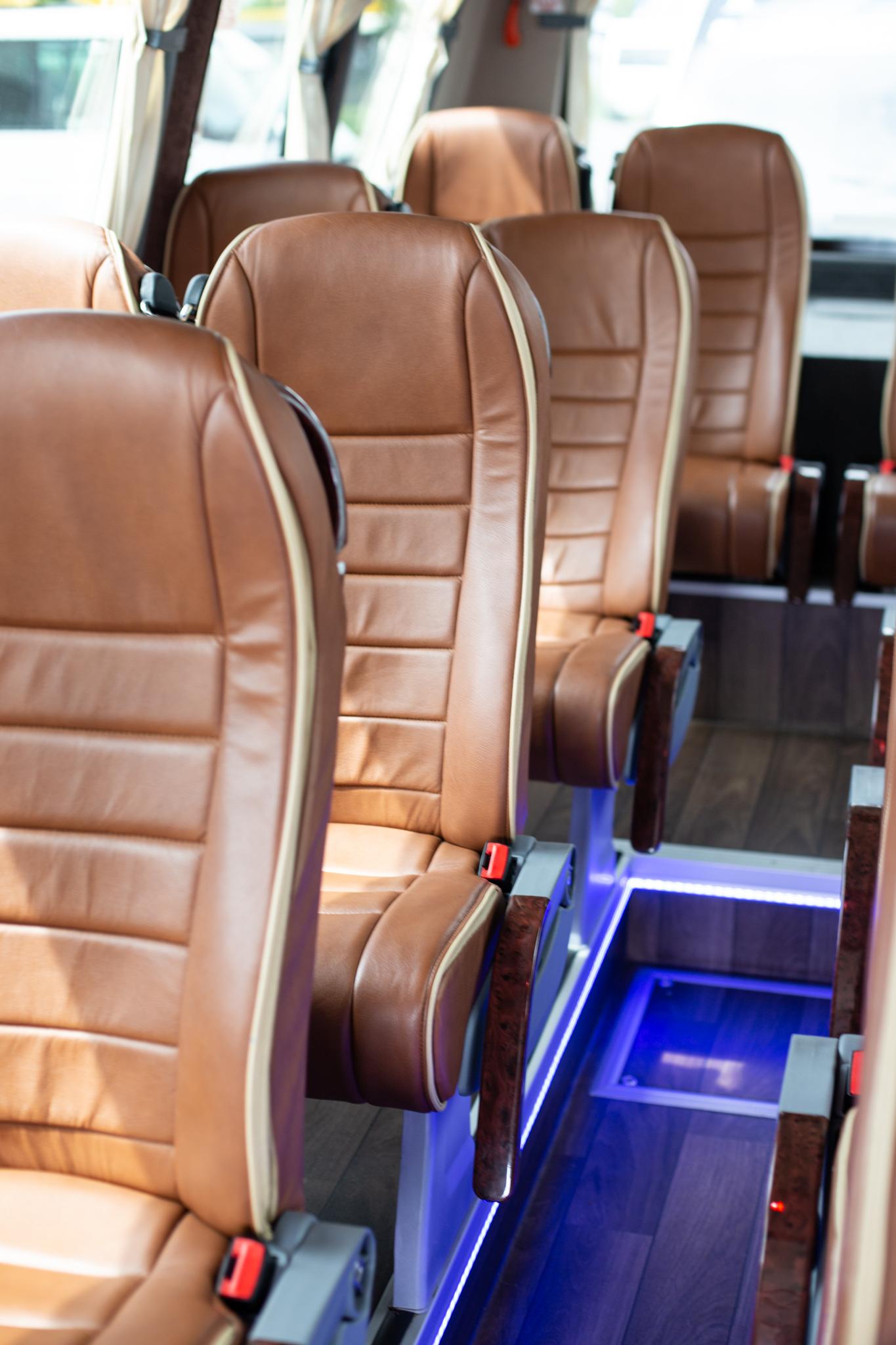 Luxury bus hire 24 seater bus interior