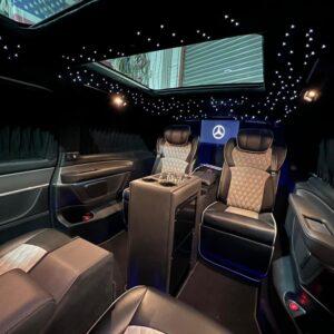 Luxury bus hire mercedes v class interior seats