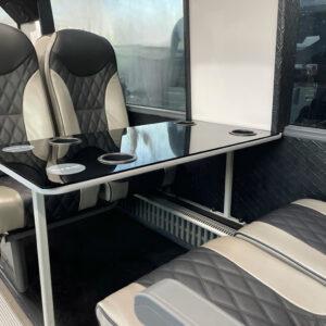Luxury bus hire 38 seater bus interior seats and table