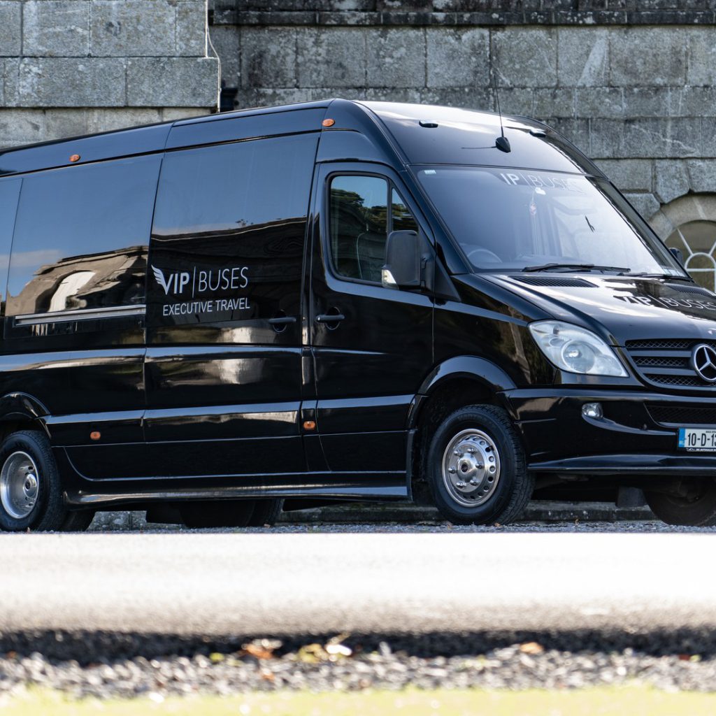 VIP Buses 2010 Mercedes Sprinter 16 Seater Party Bus head on with the country house behind