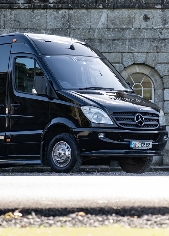 VIP Buses 2010 Mercedes Sprinter 16 Seater Party Bus head on with the country house behind