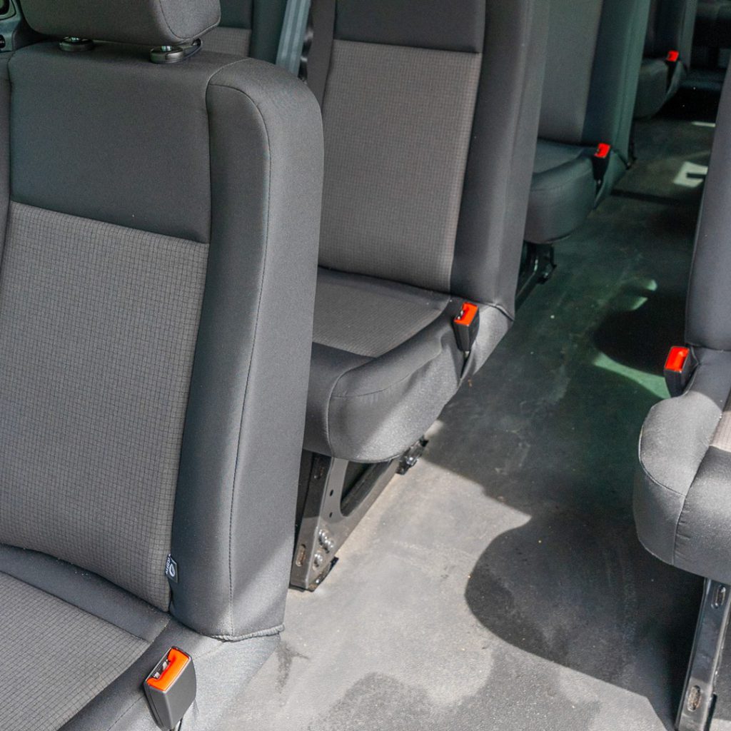 VIP Buses Ford Transit 17 Seater Minibus aisle to the rear with the boarding step