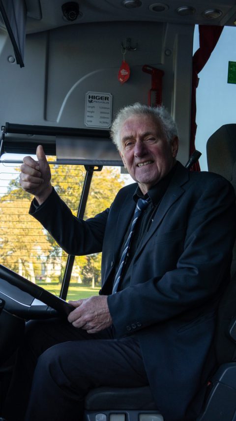 VIP Buses Higer 43 Seater Coach driver at the wheel
