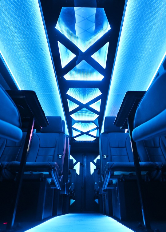 VIP Buses Iveco 16 Seater Party Bus ceiling spine in blue