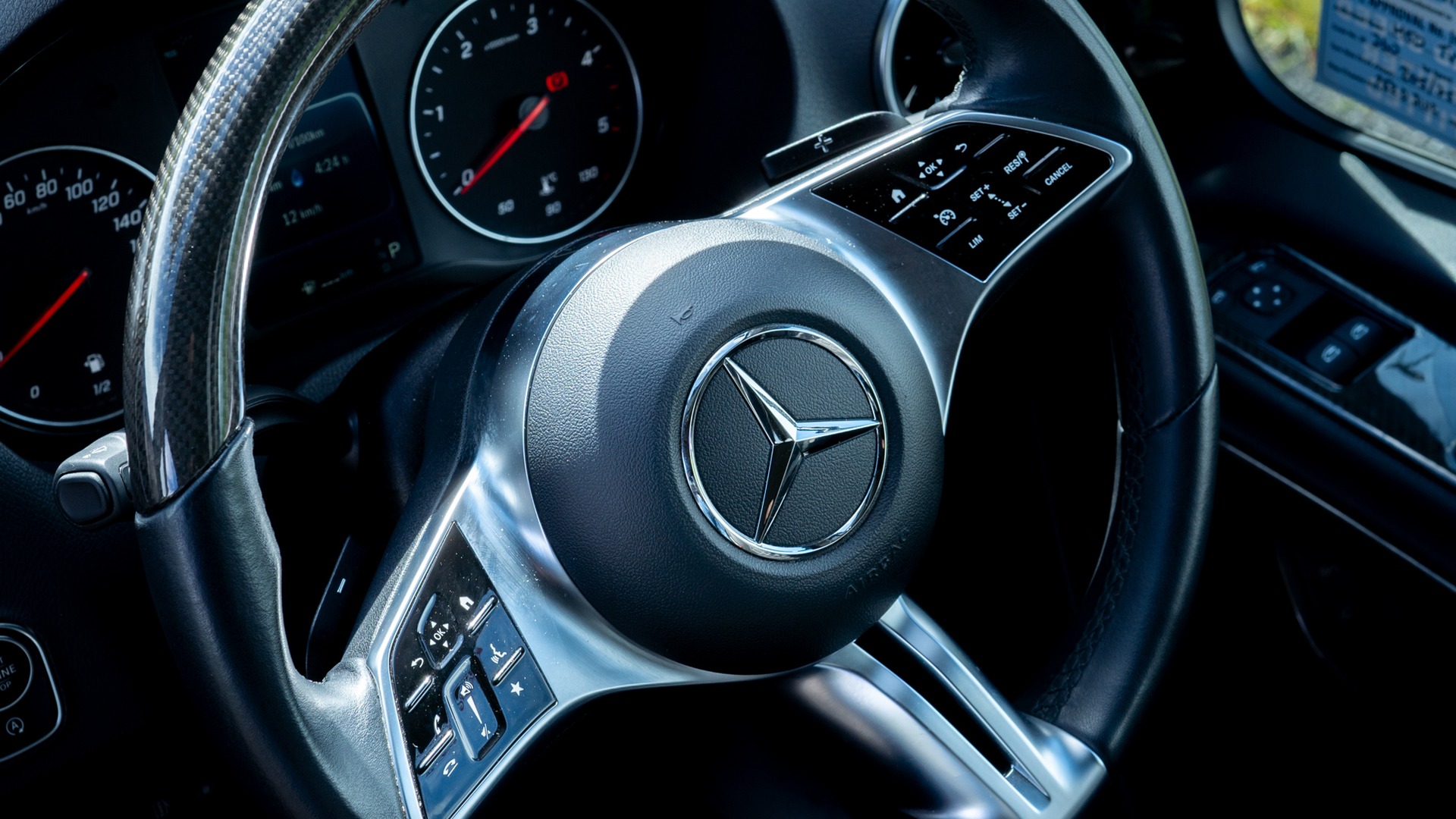VIP Buses Mercedes Sprinter 16 Seater Minibus drivers steering wheel and dashboard dials