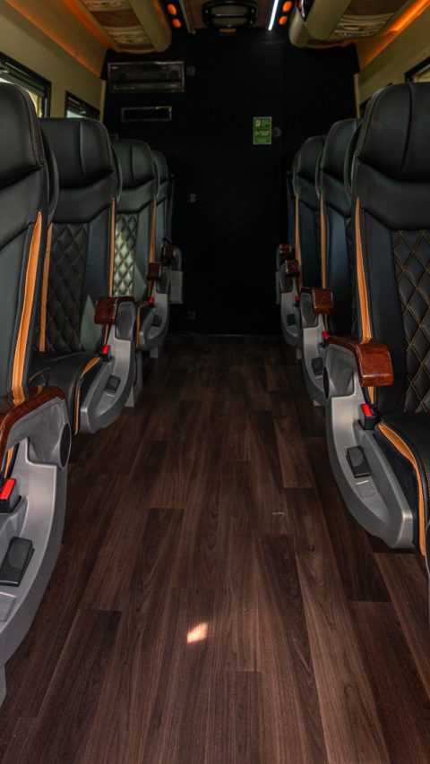 VIP Buses Mercedes Sprinter 9 Seater Minibus aisle with two abreast and single seating