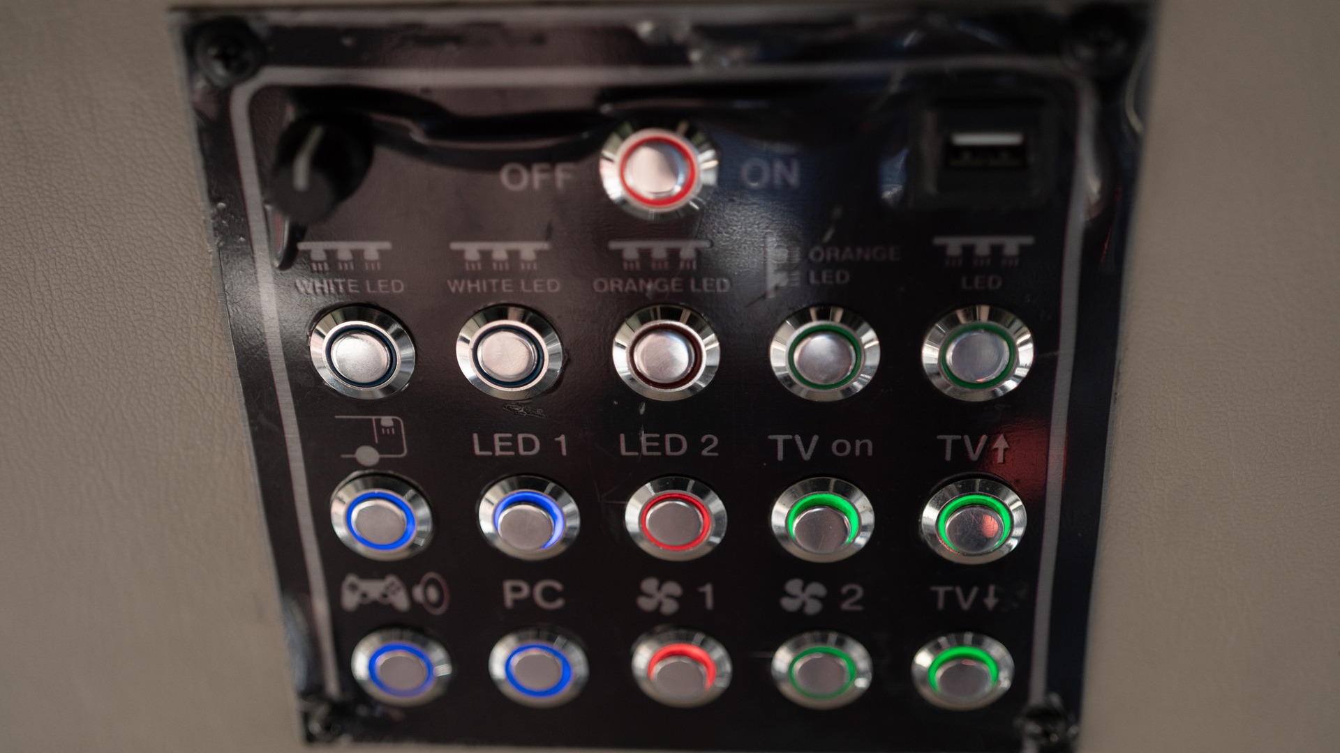 VIP Buses Mercedes Sprinter 9 Seater Minibus control panel for the lighting tv and climate