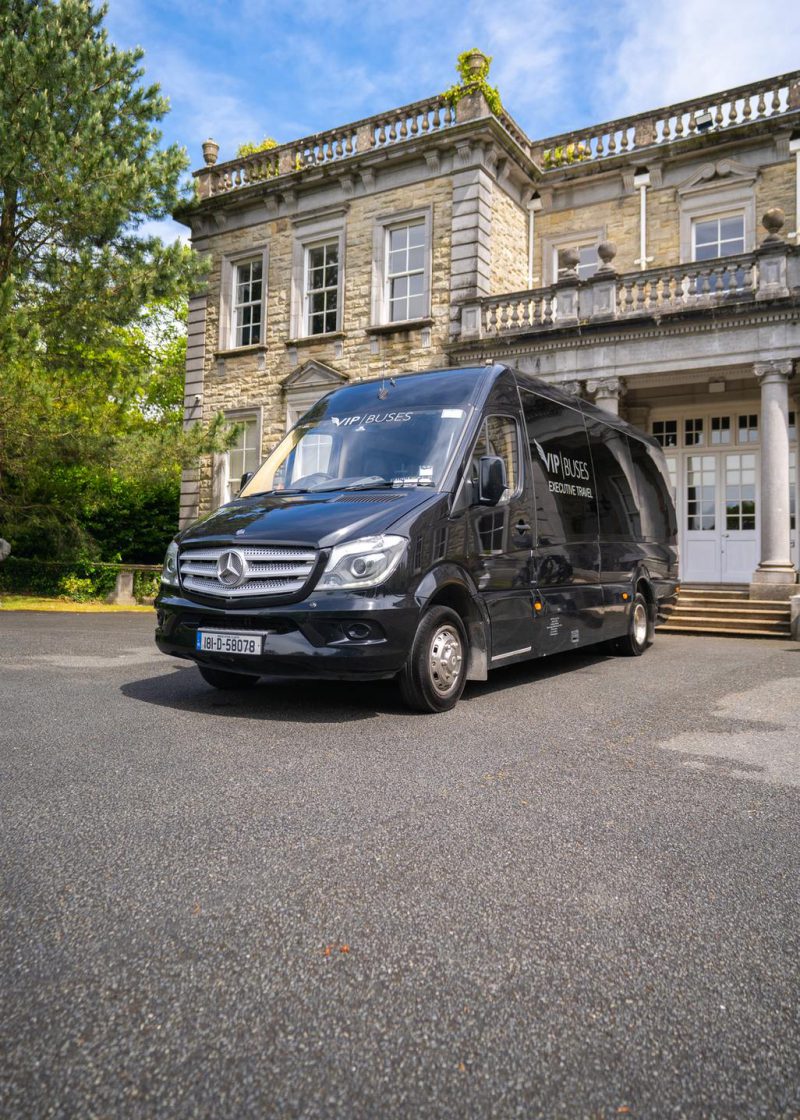 VIP Buses Mercedes Sprinter 9 Seater Minibus front three quarter below the balustrade